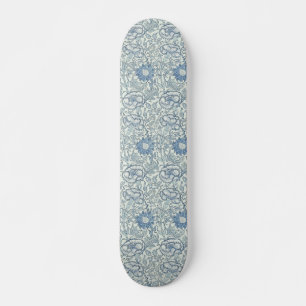 William Morris Beautiful floral pattern, blue,rose Skateboard
