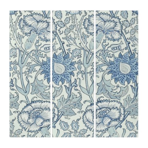 William Morris Beautiful floral pattern bluerose Triptych