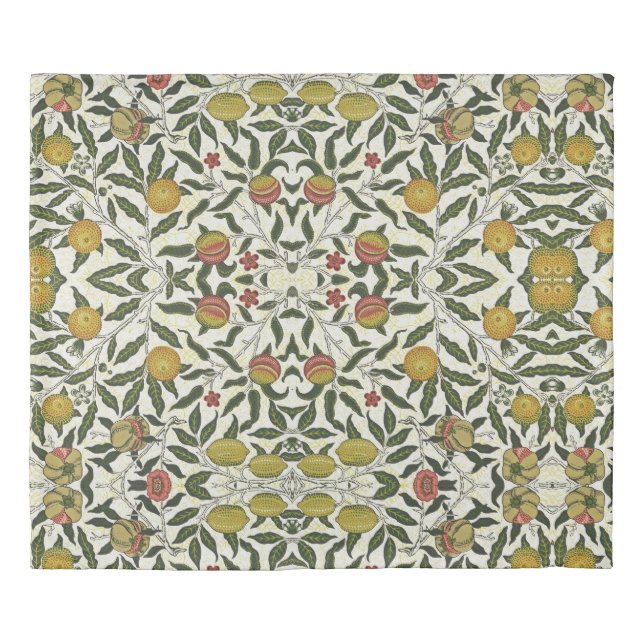 William Morris Beautiful Fruit Foliage Flowers Red Duvet Cover (Front)