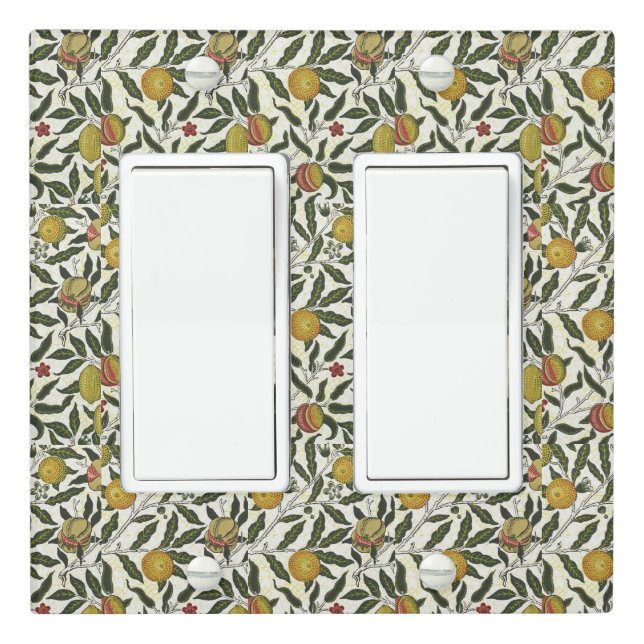 William Morris Beautiful Fruit Foliage Flowers Red Light Switch Cover (In Situ)