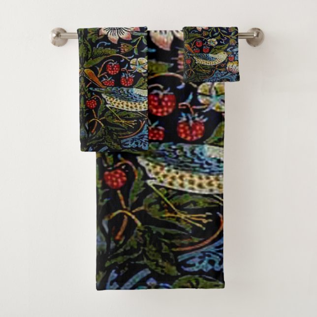 William Morris beautiful pattern, art nouveau, vin Bath Towel Set (Insitu)