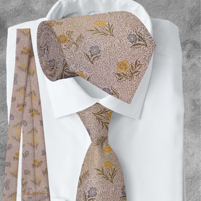 William * Morris Beige Powdered Flowers Neck Tie (Creator Uploaded)