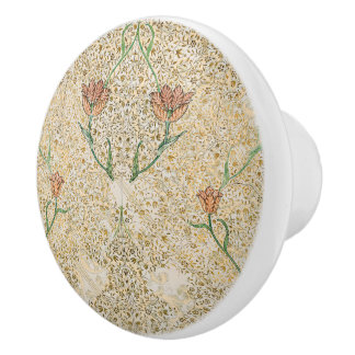 William * Morris Beige Vintage Tulip Ceramic Knob