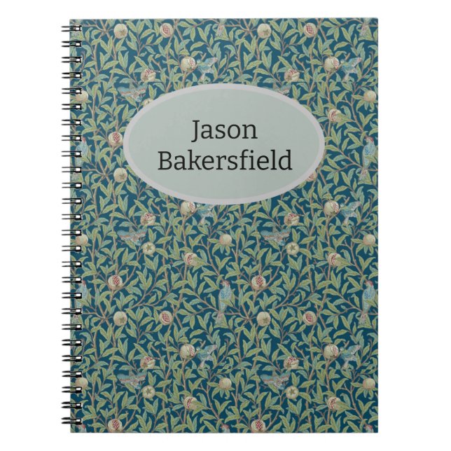 William Morris "Bird and Pomegranate" Personalized Notebook (Front)