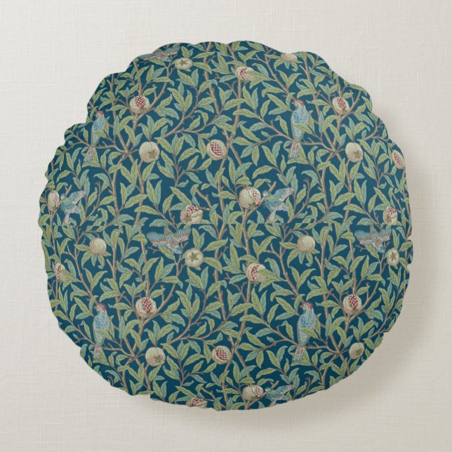 William Morris "Bird and Pomegranate"  Round Pillow (Front)