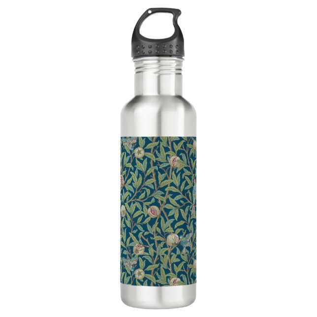William Morris "Bird and Pomegranate"  Stainless Steel Water Bottle (Front)