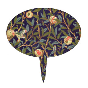 William Morris Bird And Pomegranate Vintage Art Cake Topper