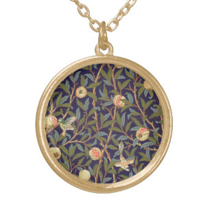 William Morris Bird And Pomegranate Vintage Art Gold Plated Necklace
