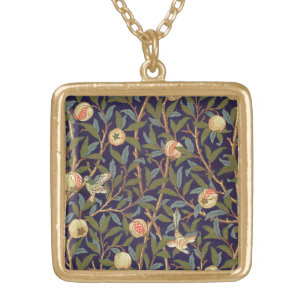 William Morris Bird And Pomegranate Vintage Art Gold Plated Necklace