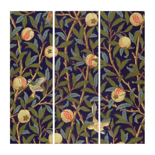 William Morris Bird And Pomegranate Vintage Floral Triptych