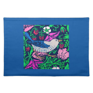 William Morris Bird & Flower, Fuchsia & Blue  Cloth Placemat