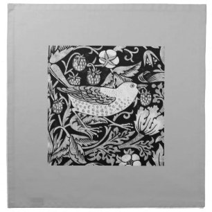 William Morris Bird & Flower, Gray, Black & White Cloth Napkin