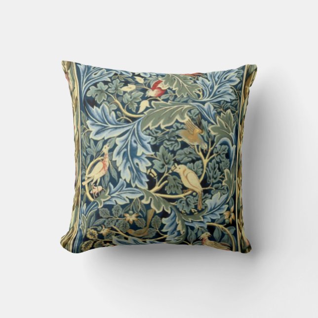 William Morris Birds and Acanthus Throw Pillow (Front)