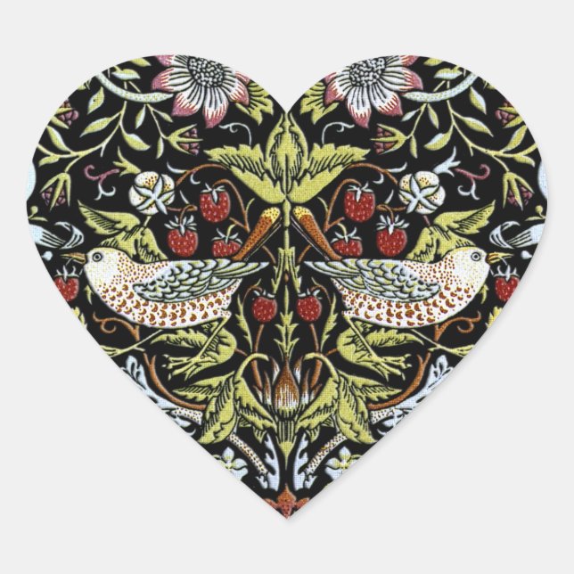 William Morris birds and flowers 2 Heart Sticker (Front)