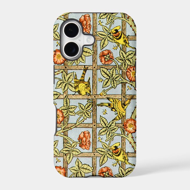 William Morris birds and flowers pattern Iphone Case (Back)