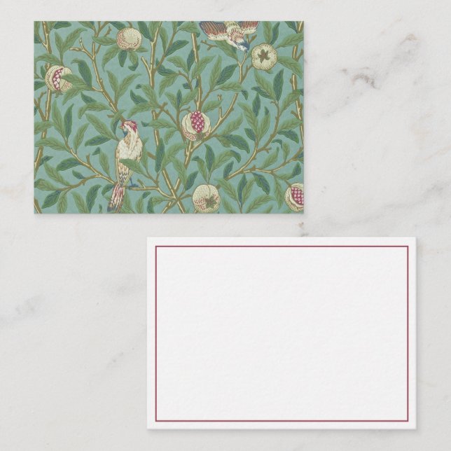 William Morris, Birds and Pommegrenates - Green Note Card (Front/Back)