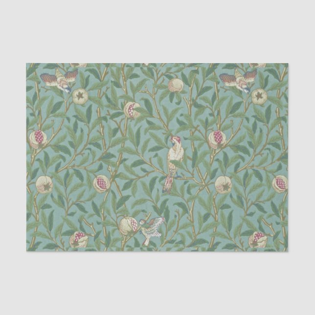 William Morris, Birds and Pommegrenates - Green Tissue Paper (Front)