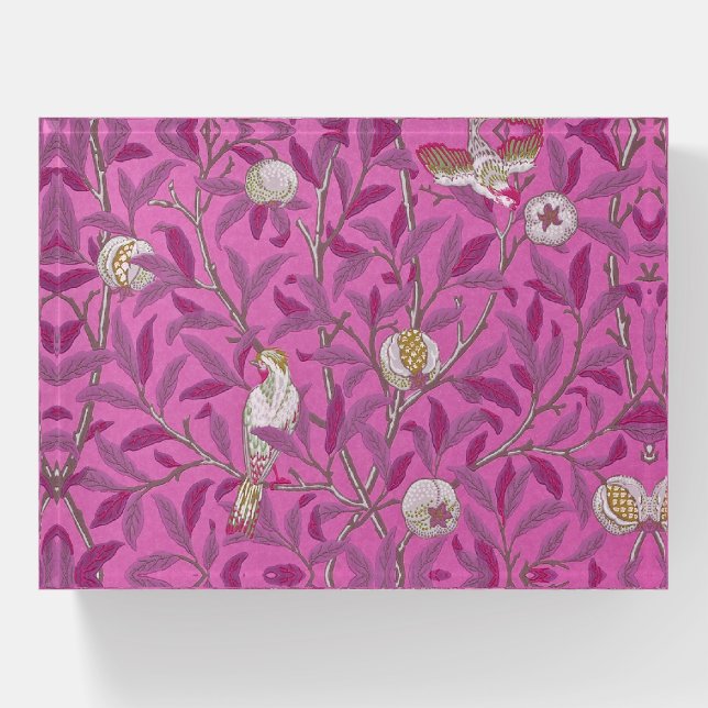 William Morris, Birds and Pommegrenates - Pink Paperweight (Front)
