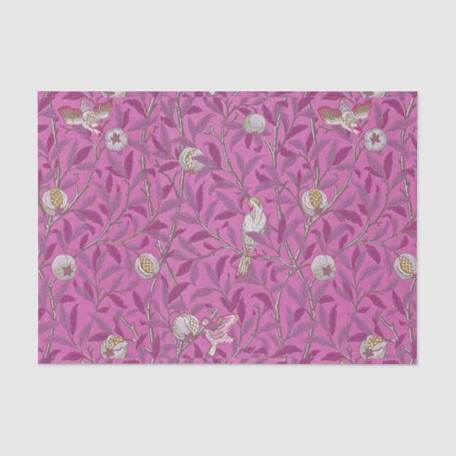 William Morris, Birds and Pommegrenates - Pink Tissue Paper (Front)