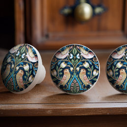 William Morris Birds and Tulips Art Nouveau Ceramic Knob