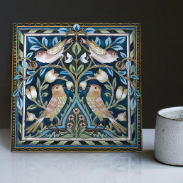 William Morris Birds and Tulips Art Nouveau Ceramic Tile