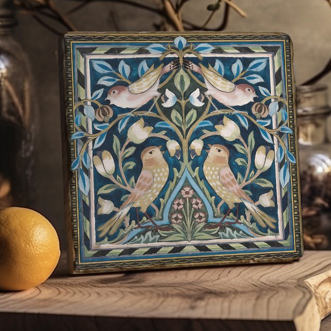 William Morris Birds and Tulips Art Nouveau Trivet (Creator Uploaded)