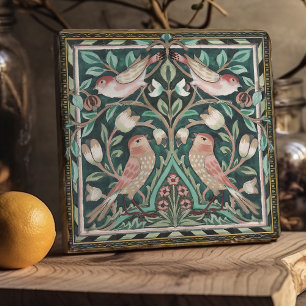 William Morris Birds and Tulips Green Art Nouveau Trivet
