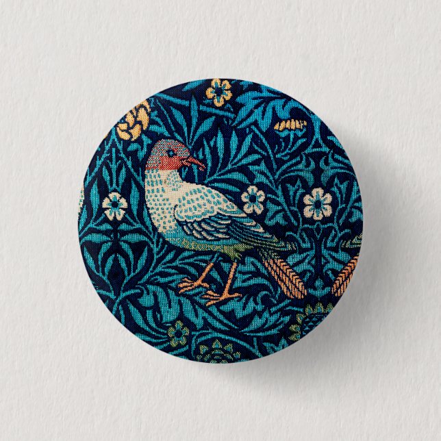 William Morris Birds Art Nouveau Floral Pattern Button (Front)
