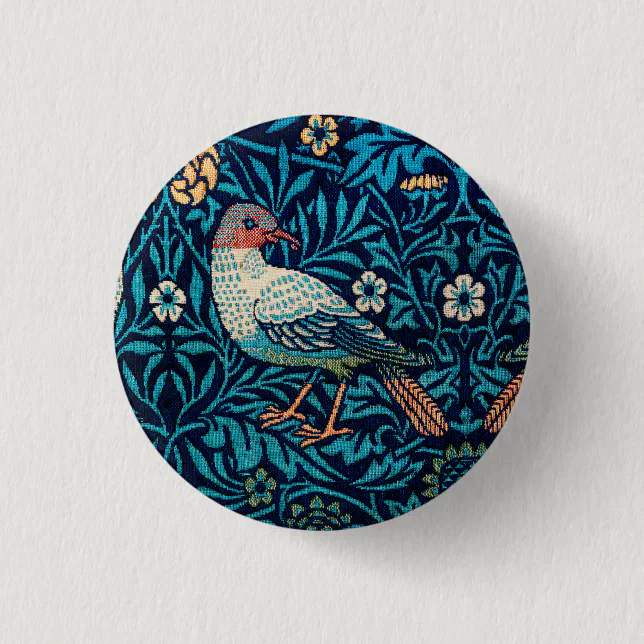 William Morris Birds Art Nouveau Floral Pattern Button | Zazzle