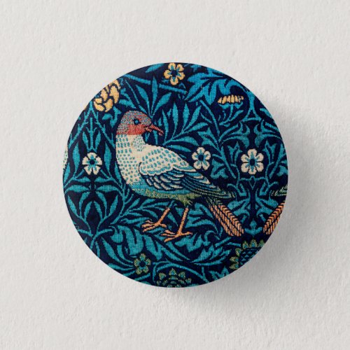William Morris Birds Art Nouveau Floral Pattern Button