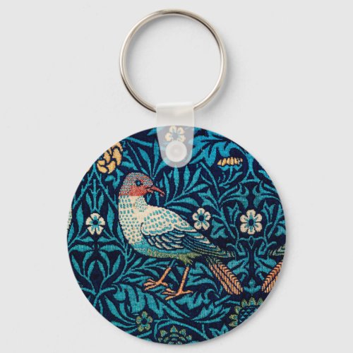 William Morris Birds Art Nouveau Floral Pattern Keychain