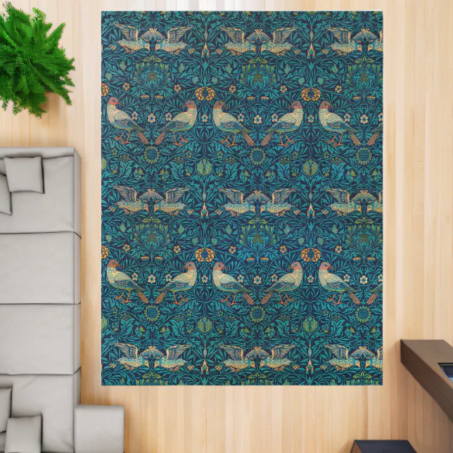 William Morris Birds Art Nouveau Floral Pattern Rug | Zazzle