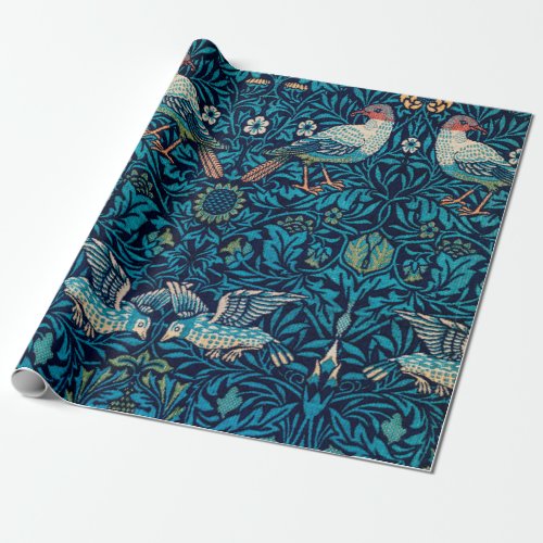 William Morris Birds Art Nouveau Floral Pattern Wrapping Paper