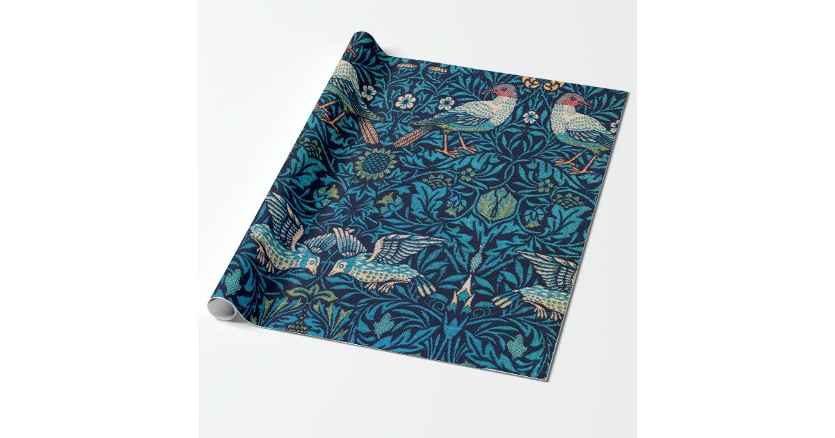 William Morris Birds Art Nouveau Floral Pattern Wrapping Paper | Zazzle