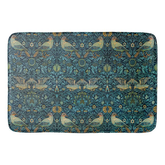William Morris Birds & Floral Pattern Bath Mat (Front)