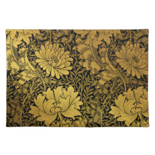 William Morris Black And Gold Floral Pattern Cloth Placemat