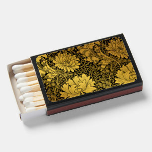 William Morris Black And Gold Floral Pattern Matchboxes