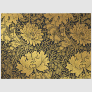 William Morris Black And Gold Floral Pattern Tissue Paper