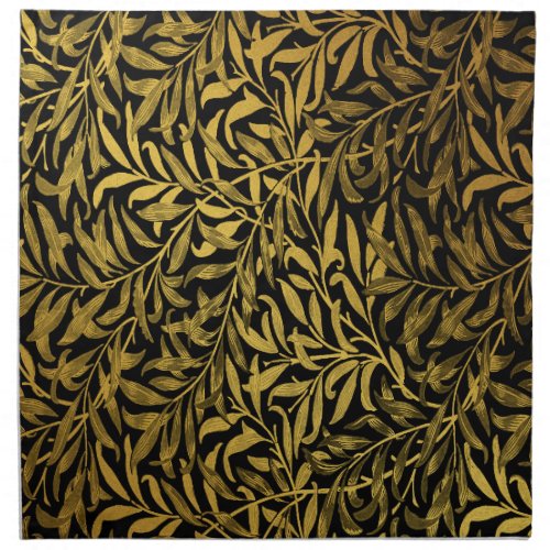 William Morris Black And Gold  Willow Bough Cloth Napkin