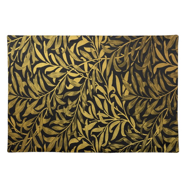 William Morris Black And Gold  Willow Bough Cloth Placemat (Front)