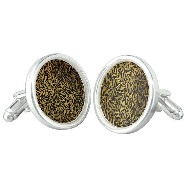 William Morris Black And Gold  Willow Bough Cufflinks (Angled)