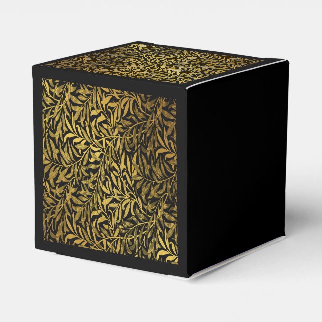 William Morris Black And Gold  Willow Bough Favor Boxes (Back Side)