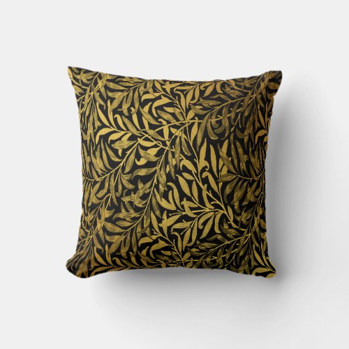William Morris Black And Gold  Willow Bough Throw Pillow