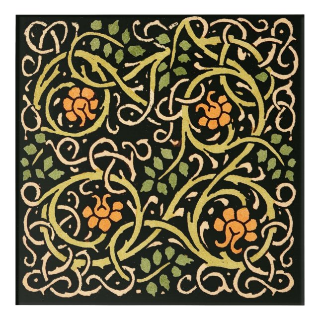 William Morris Black Floral Art Print Design (Front)
