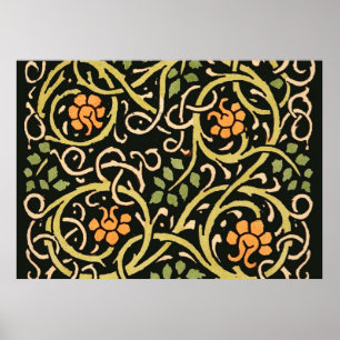 William Morris Black Floral Art Print Design