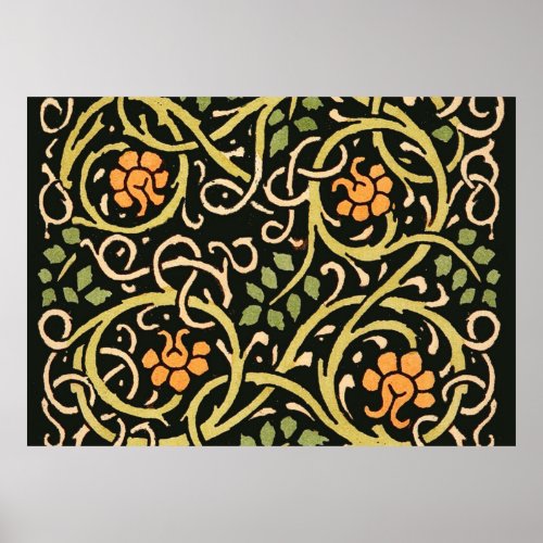 William Morris Black Floral Art Print Design