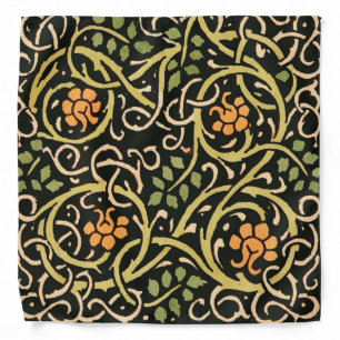 William Morris Black Floral Art Print Design Bandana