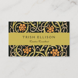 William Morris Black Floral Art Print Design Business Card