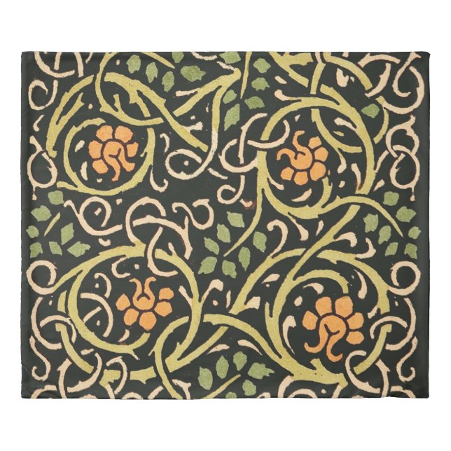 William Morris Black Floral Art Print Design Duvet Cover (Front)