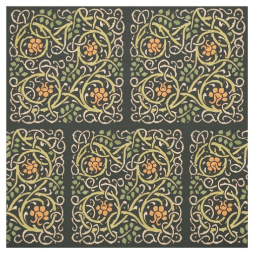 William Morris Black Floral Art Print Design Fabric